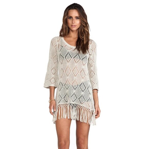 NWT Cotton by Autumn Cashmere Veronique Knitted Fringe Tunic - Picture 1 of 9